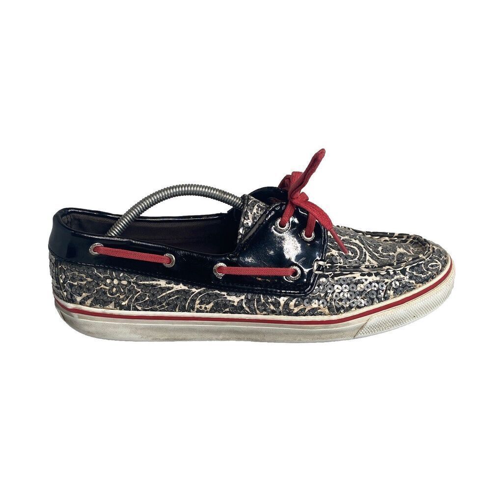 Sperry Top-Sider Women's Shoes Size 9M - Black/Red/White Damask,Model D-13-CH24-